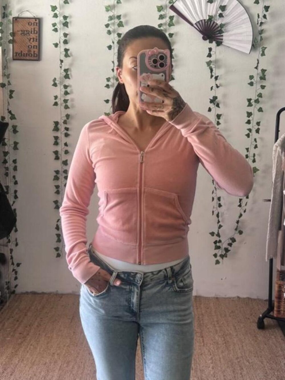 Y2K light pink Juicy Couture zip up hoodie size small